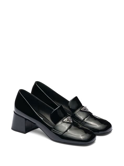 prada patent logo loafer pumps|Black Patent.